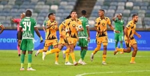 Kaizer Chiefs players running after scoring