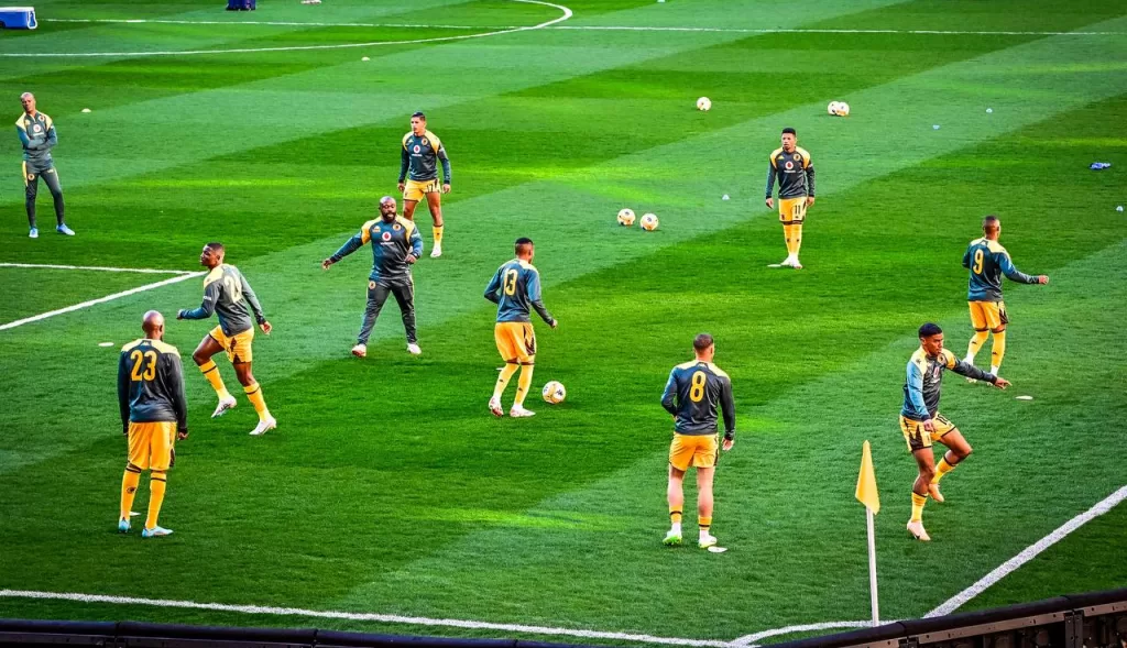 Kaizer Chiefs players during a warm up session