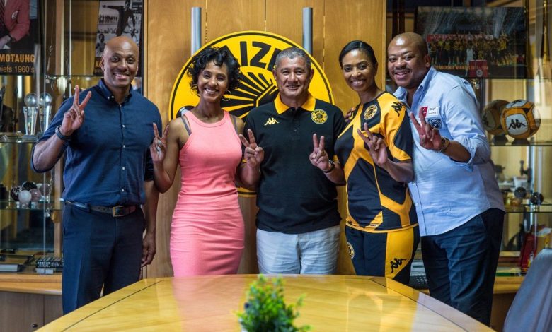 Kaizer Chiefs with Cavin Johnson at Naturena after the coach's unveiling.