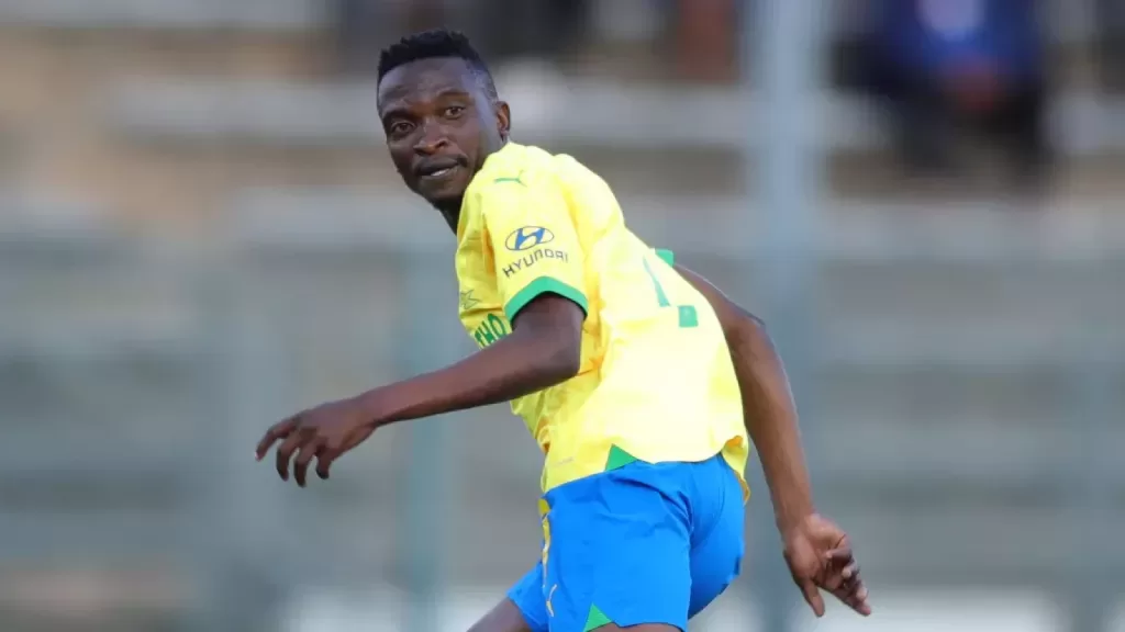 Lesiba Nku in action for Mamelodi Sundowns in the DStv Premiership