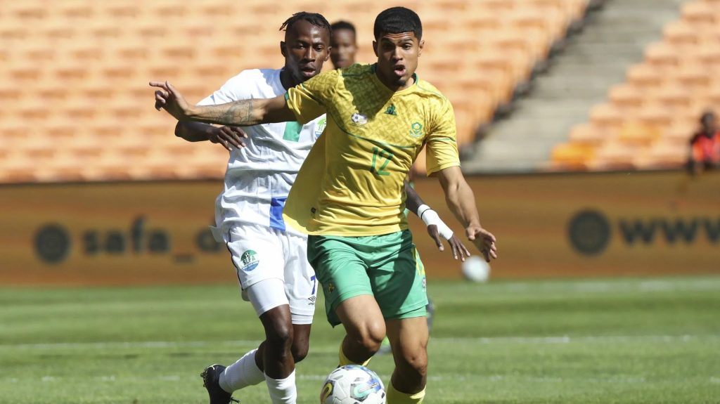 Luke Le Roux, who was linked with Kaizer Chiefs in action for Bafana Bafana