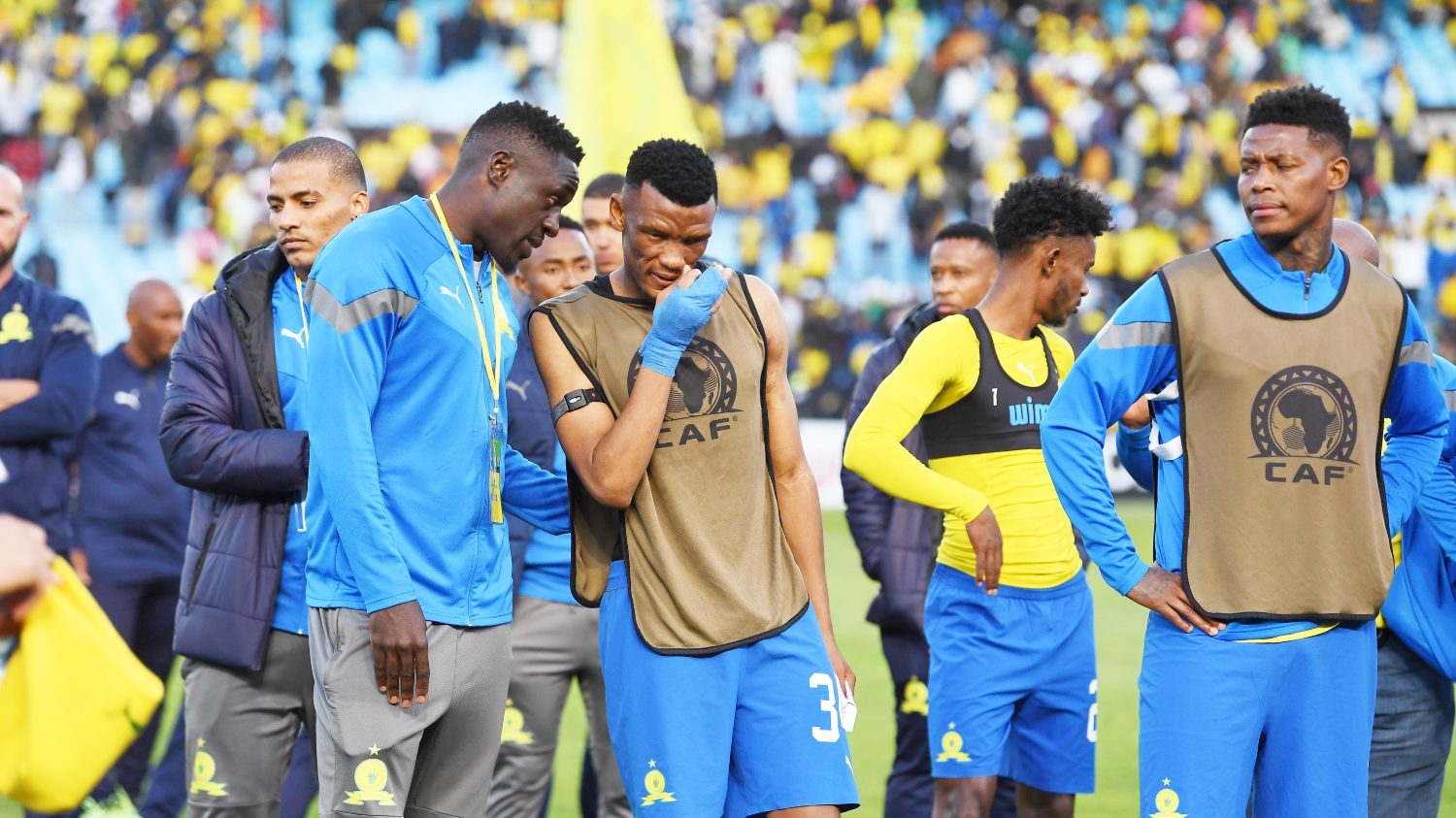 Mamelodi Sundowns players after a game having a chat
