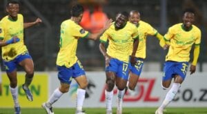 Mamelodi Sundowns players celebrate a goal