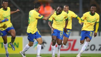 Mamelodi Sundowns players celebrate a goal