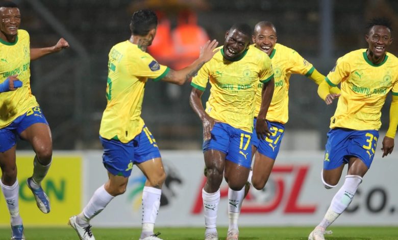 Mamelodi Sundowns players celebrate a goal