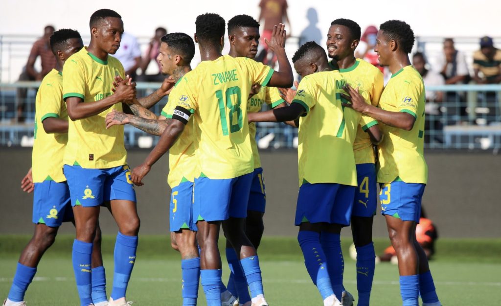 Mamelodi Sundowns players celebrating a goal