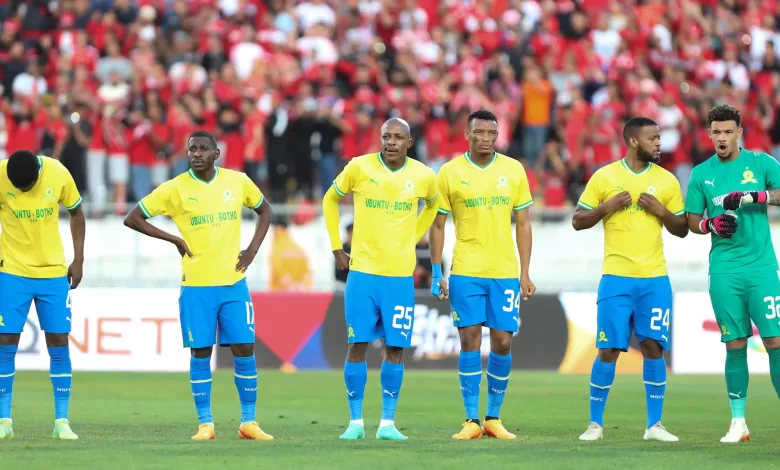 Mamelodi Sundowns players prior to the start of a game