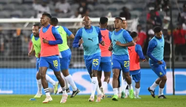 Mamelodi Sundowns players during a warm up session