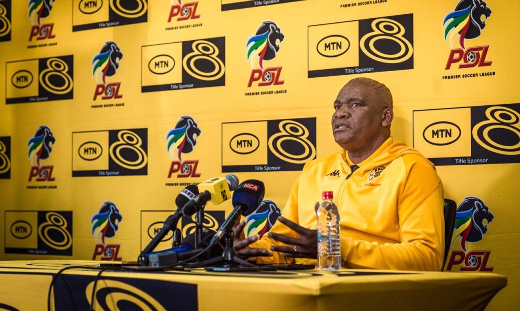 Molefi Ntseki addressing the media ahead of the MTN8 semi-final clash against Mamelodi Sundowns