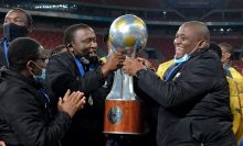 Morena Ramoreboli of Bafana Bafana celebrating COSAFA Cup triumph