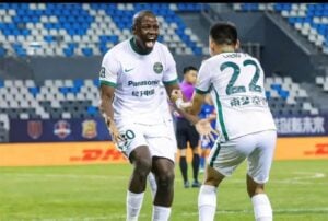 Nyasha Mushekwi celebrating a goal