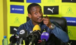 Mamelodi Sundowns head coach Rulani Mokwena in the press conference