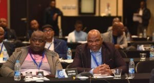 Chippa United chairman Siviwe Mpengesi and club's head coach Morgan Mammila