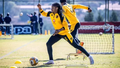 Siyethemba Sithebe during a Kaizer Chiefs training session
