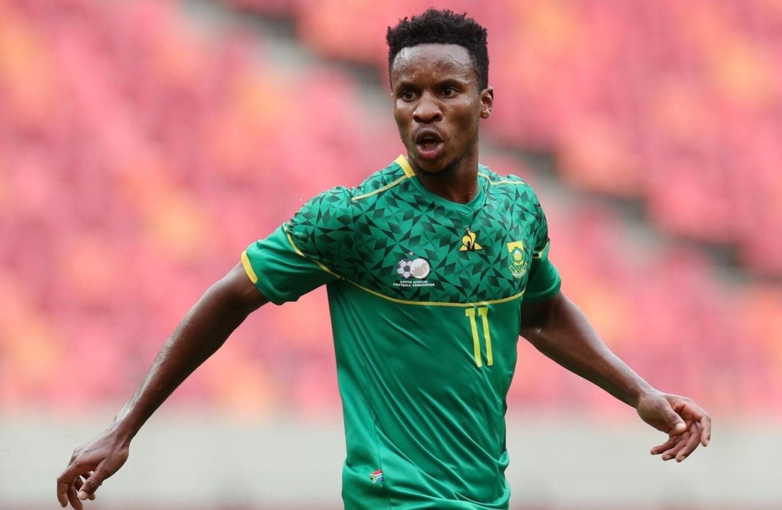 Themba Zwane of Bafana Bafana in action