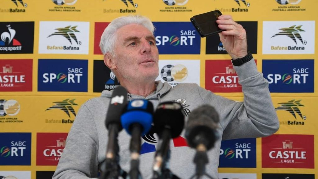 Coach Hugo Broos during Bafana Bafana press conference.