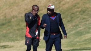 Bernard Parker and Tim Sukazi at the training grounds having a chat