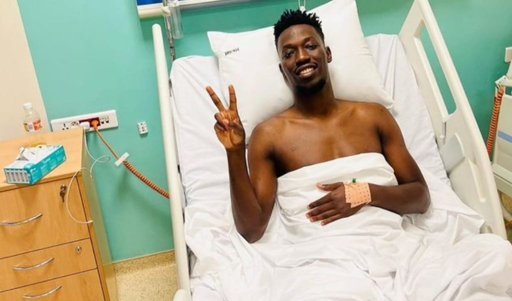 Former Kaizer Chiefs Caleb Bonfils Bimenyimana at hospital after surgery