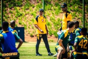 Cavin Johnson of Kaizer Chiefs running a training session