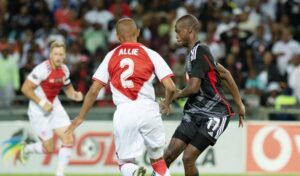 Evidence Makgopa in action vs CT Spurs in the Carling Knockout Cup