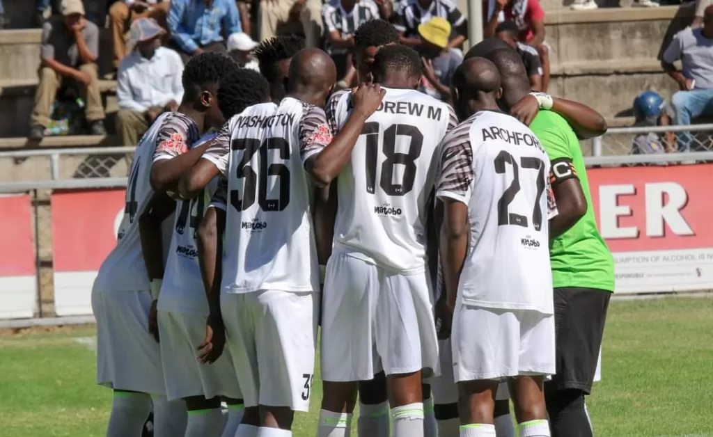 Highlanders FC players before a Zimbabwe PSL match.