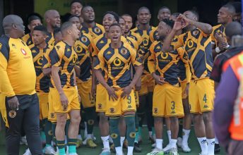 Kaizer Chiefs players singing ahead of a game