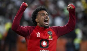 Kermit Erasmus cebrating after Orlando Pirates defeated Mamelodi Sundowns in the MTN8