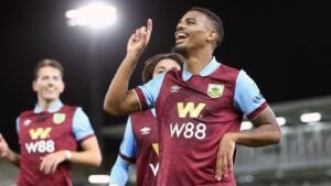 Lyle Foster celebrating a goal scored in the Premier League