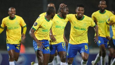Mamelodi Sundowns players celebrating a goal
