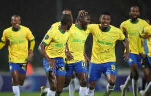 Mamelodi Sundowns players celebrating a goal