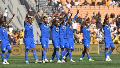 Mamelodi Sundowns players getting ready for a match in the MTN8