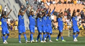 Mamelodi Sundowns players getting ready for a match in the MTN8