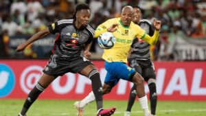 Olisa Ndah in action against Mamelodi Sundowns in the MTN8 final.
