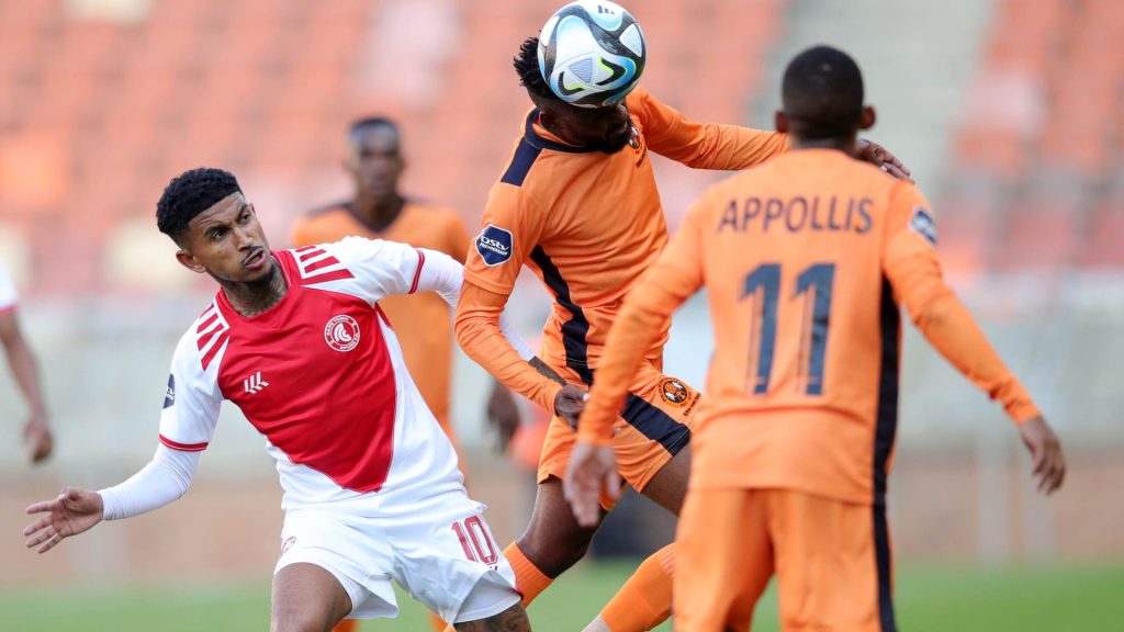 Polokwane City players during a DStv Premiership match against Cape Town Spurs.