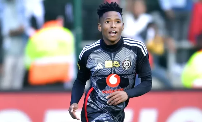 Relebohile Mofokeng of Orlando Pirates in action