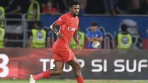 Bongokuhle Hlongwane in action against LA Galaxy.