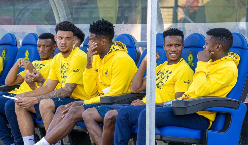 Teboho Mokoena with his Mamelodi Sundowns teammates