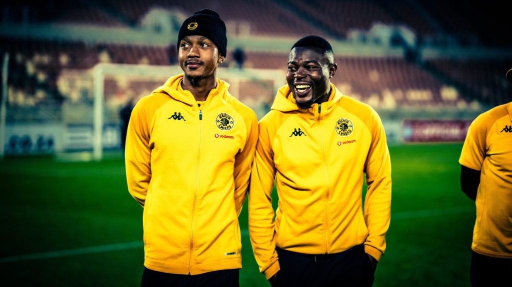 Two of Kaizer Chiefs' new signings Given Msimango and Ranga Chivaviro prior to a game