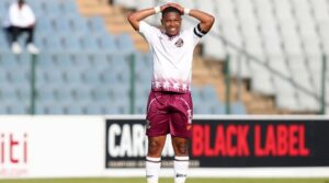 Andile Jali during a Moroka Swallows match in the DStv Premiership