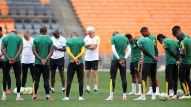 Bafana Bafana team getting ready for training at FNB Stadium