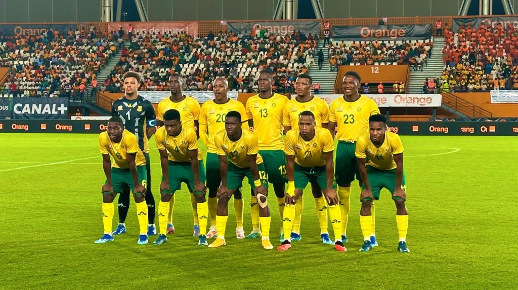 Bafana Bafana players lining up for a team picture.