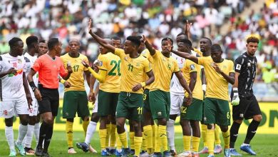 Bafana Bafana players during a match in the FIFA World Cup qualifiers