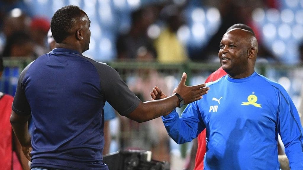 Pitso Mosimane and Benni McCarthy shaking hands