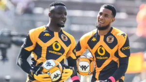 Bruce Bvuma and Brandon Petersen at training
