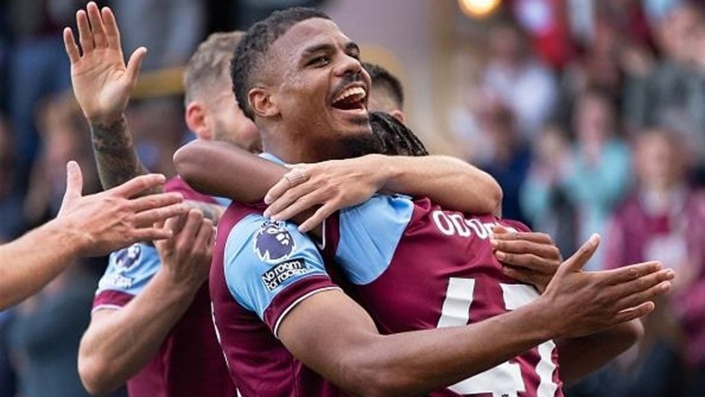 Bafana Bafana star Lyle Foster in celebratory mood with his Burnley FC teammates.