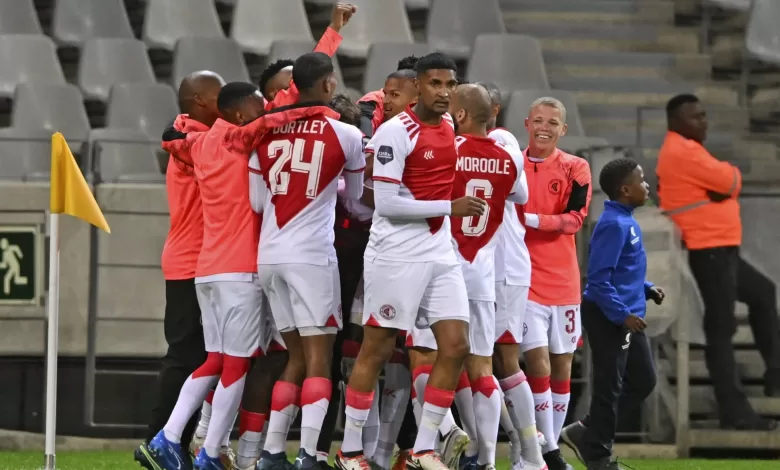 Cape Town Spurs celebrating a goal in the PSL