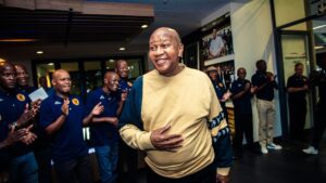 Kaizer Chiefs chairman Dr Kaizer Motaung in smiles.