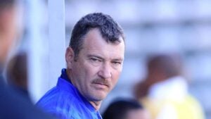 Ex-Mamelodi Sundowns and SuperSport United keeper Calvin Marlin on the bench