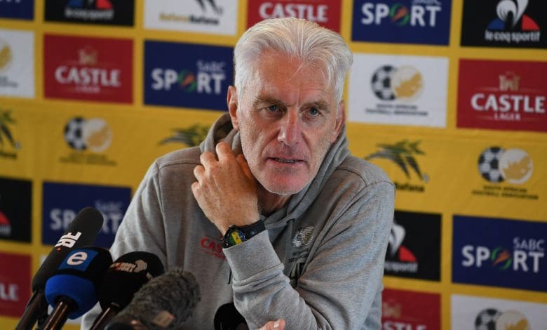 Hugo Broos during a Bafana Bafana press conference