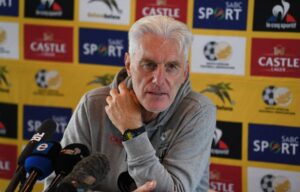 Hugo Broos during a Bafana Bafana press conference